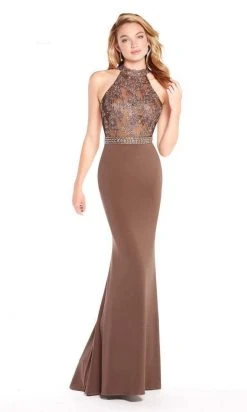Alyce Paris - 60024 Floral Beaded Illusion High Halter Mermaid Gown