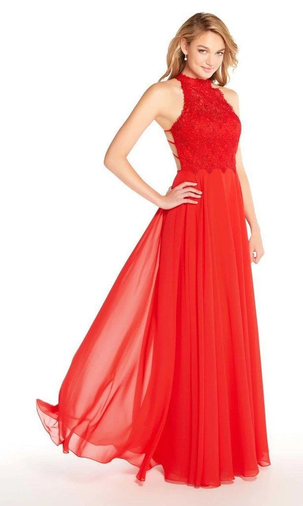 Formal Gowns Alyce Paris - 60061 Beaded Lace Bodice Strappy Open Back Chiffon Gown 3 Formal Gowns Alyce Paris - 60061 Beaded Lace Bodice Strappy Open Back Chiffon Gown