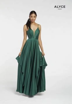 Alyce Paris - 60091 Ruched Plunging Tiered Evening Dress Formal Gowns