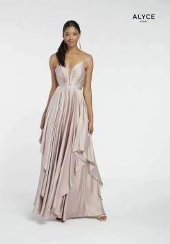 Alyce Paris - 60091 Ruched Plunging Tiered Evening Dress Formal Gowns