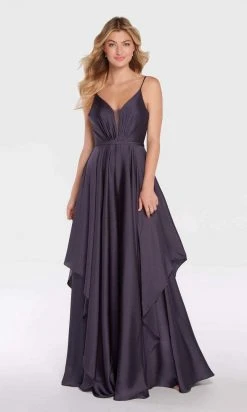 Alyce Paris - 60091 Ruched Plunging Tiered Evening Dress Formal Gowns