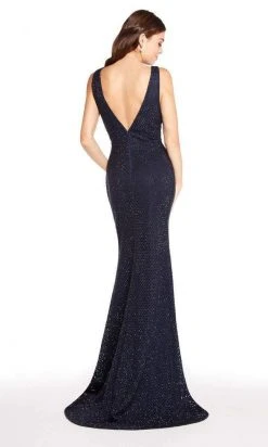 Alyce Paris - 60156 Sleeveless V-Neck Diamond Lace Evening Gown - 1 Pc Periwinkle In Size 12 Available