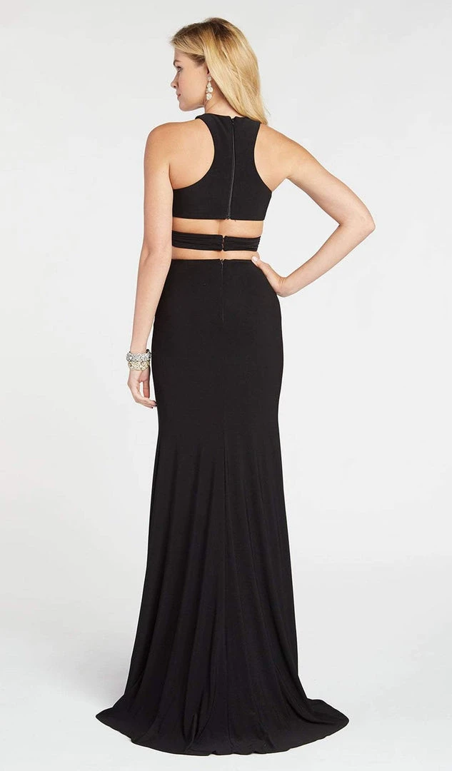 Alyce Paris - 60284 Fitted Two Piece Halter Jersey Dress With Slit Formal Gowns 4 Alyce Paris - 60284 Fitted Two Piece Halter Jersey Dress With Slit Formal Gowns