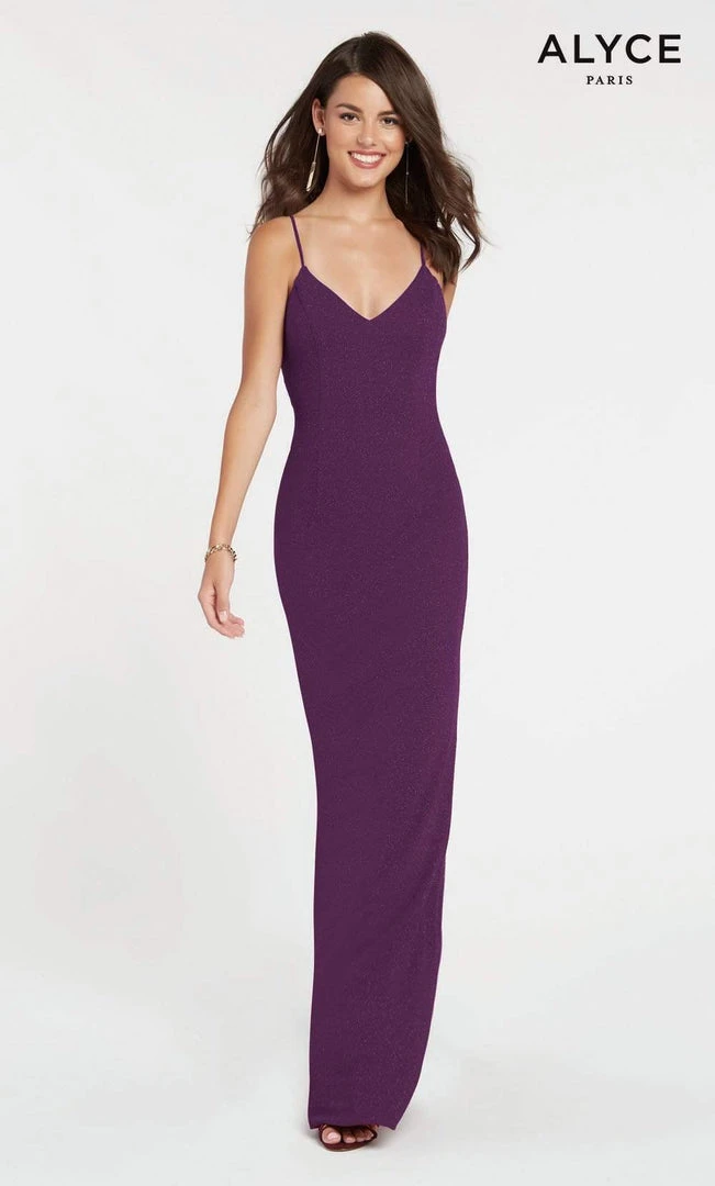 Alyce Paris - 60292 Shimmering Sleeveless V Neck Fitted Jersey Dress 8 Alyce Paris - 60292 Shimmering Sleeveless V Neck Fitted Jersey Dress