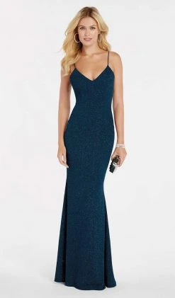 Alyce Paris - 60292 Shimmering Sleeveless V Neck Fitted Jersey Dress