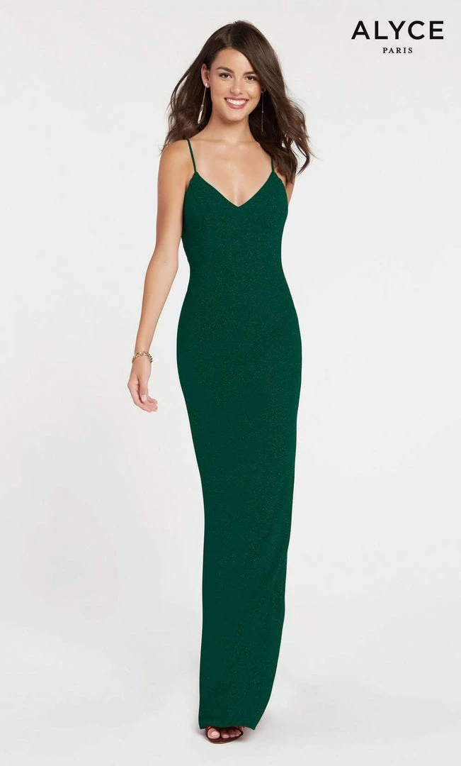 Alyce Paris - 60292 Shimmering Sleeveless V Neck Fitted Jersey Dress 10 Alyce Paris - 60292 Shimmering Sleeveless V Neck Fitted Jersey Dress