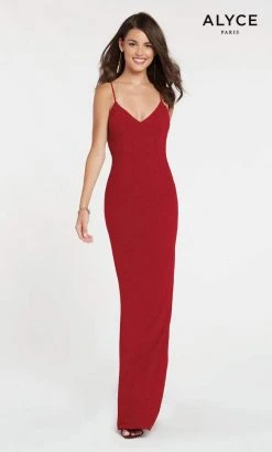 Alyce Paris - 60292 Shimmering Sleeveless V Neck Fitted Jersey Dress 16 Alyce Paris - 60292 Shimmering Sleeveless V Neck Fitted Jersey Dress