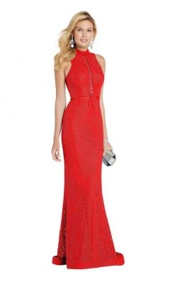 Formal Gowns Alyce Paris - 60318 Diamond Lace High Halter Dress With Open Back 8 Formal Gowns Alyce Paris - 60318 Diamond Lace High Halter Dress With Open Back