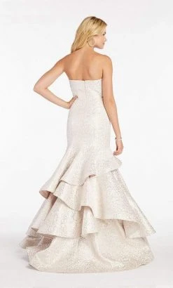 Alyce Paris - 60338 Strapless Sweetheart Neckline Brocade Ruffled Mermaid Gown - 1 Pc Champagne In Size 4 Available Formal Gowns