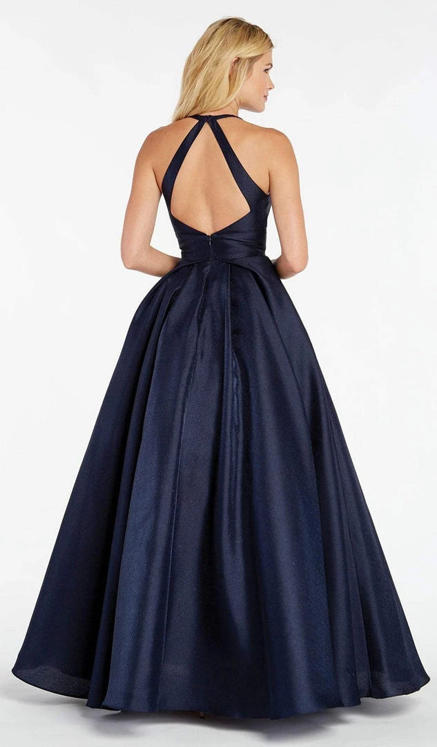 Alyce Paris - 60393 Halter Neck Silk Shantung A-Line Prom Gown - 1 Pc Navy In Size 8 Available Formal Gowns 4 Alyce Paris - 60393 Halter Neck Silk Shantung A-Line Prom Gown - 1 Pc Navy In Size 8 Available Formal Gowns