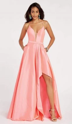 Formal Gowns Alyce Paris - 60394 Illusion Plunging Neck High-Low Taffeta Prom Dress