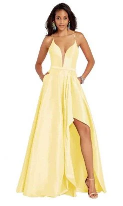 Formal Gowns Alyce Paris - 60394 Illusion Plunging Neck High-Low Taffeta Prom Dress