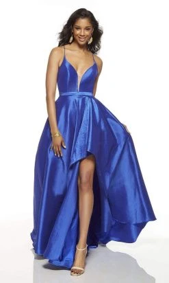 Formal Gowns Alyce Paris - 60394 Illusion Plunging Neck High-Low Taffeta Prom Dress