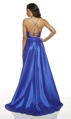 Formal Gowns Alyce Paris - 60394 Illusion Plunging Neck High-Low Taffeta Prom Dress