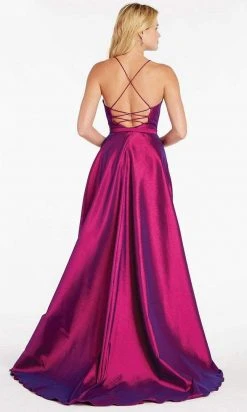 Formal Gowns Alyce Paris - 60394 Illusion Plunging Neck High-Low Taffeta Prom Dress