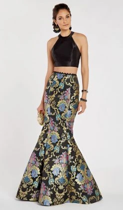 Formal Gowns Alyce Paris - 60398 Two Piece High Halter Printed Mermaid Gown