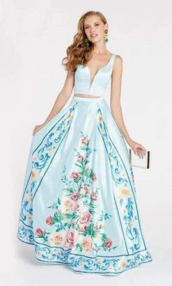 Alyce Paris - 60421 Hand Painted Printed Two Piece Satin A-line Dress