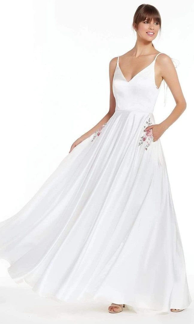 Alyce Paris - 60505 Fitted V-Neck Pleated A-Line Evening Gown Formal Gowns 3 Alyce Paris - 60505 Fitted V-Neck Pleated A-Line Evening Gown Formal Gowns