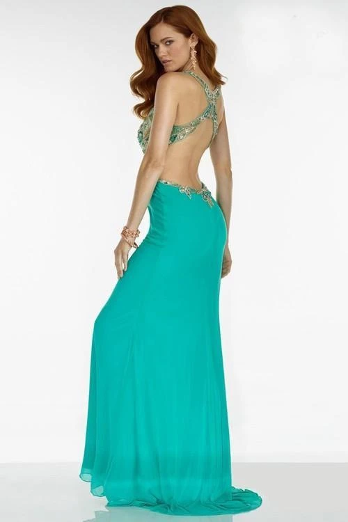 Formal Gowns Alyce Paris - 6524 Beaded V Neck Long Gown With Open Back 4 Formal Gowns Alyce Paris - 6524 Beaded V Neck Long Gown With Open Back