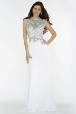 Formal Gowns Alyce Paris 6718 Lace Jewel Gown - 1 Pc Diamond White In Size 16 Available