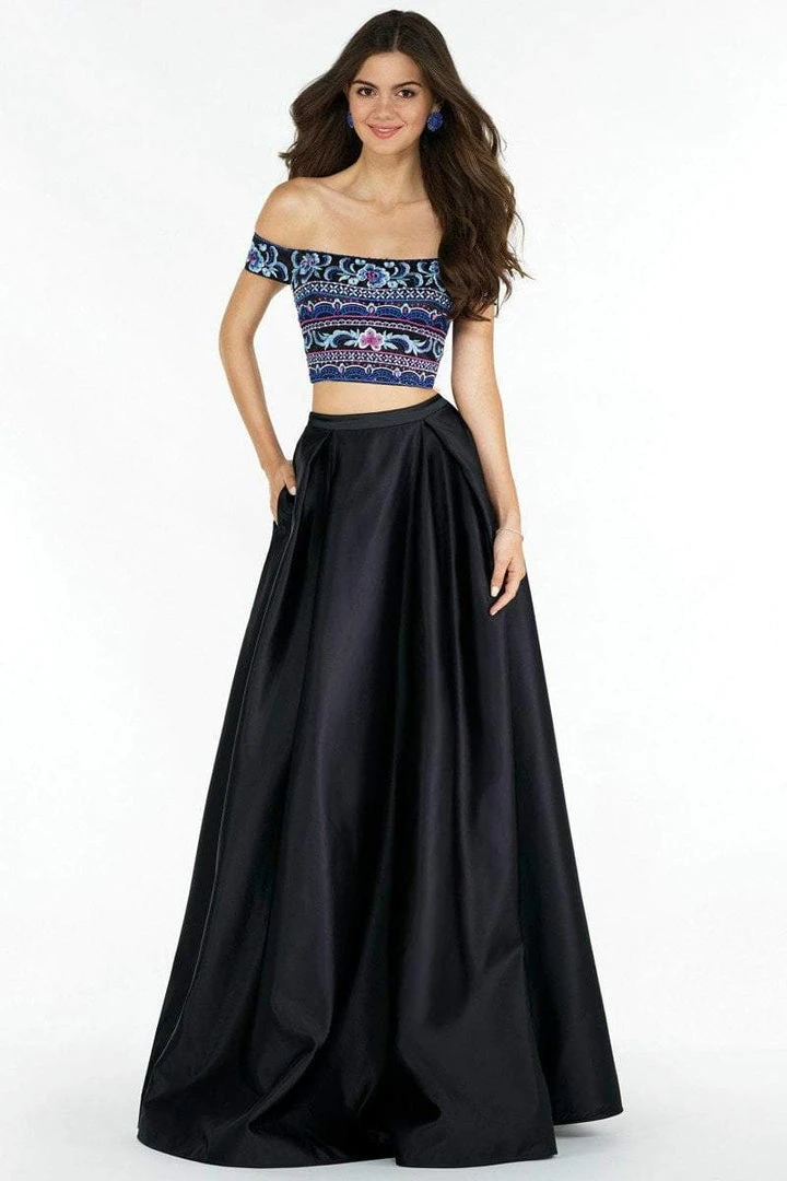 Alyce Paris 6817 Embroidered Off Shoulder Two-Piece Gown - 1 Pc Black Multi In Size 2 Available Formal Gowns 3 Alyce Paris 6817 Embroidered Off Shoulder Two-Piece Gown - 1 Pc Black Multi In Size 2 Available Formal Gowns