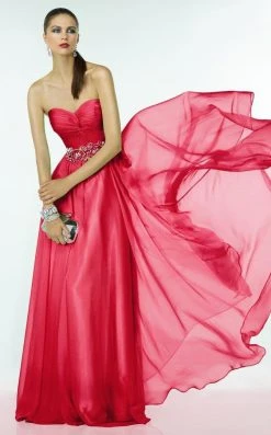 Alyce Paris B'Dazzle 35810 Weaved Strapless Sweetheart Chiffon Dress - 1 Pc Claret In Size 0 Available