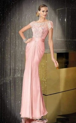 Alyce Paris - Black Label - 29687 Cap Sleeve Floral Drape Gown