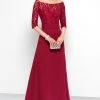 Formal Gowns Alyce Paris - Black Label Off Shoulder Lace Chiffon Gown 5807 - 1 Pc Sapphire In Size 10 Available