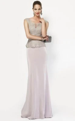 Alyce Paris Cap Sleeve Jeweled Lace Crepe Gown 27105 Formal Gowns
