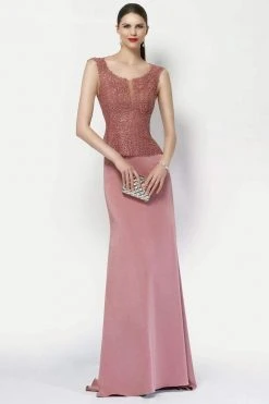 Alyce Paris Cap Sleeve Jeweled Lace Crepe Gown 27105 Formal Gowns