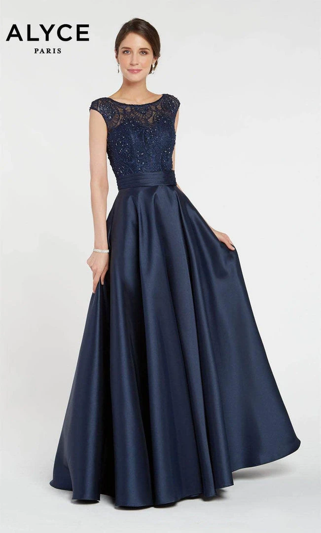Formal Gowns Alyce Paris Cap Sleeve Lace Bateau Mikado Evening Gown 27243 5 Formal Gowns Alyce Paris Cap Sleeve Lace Bateau Mikado Evening Gown 27243
