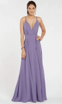 Formal Gowns Alyce Paris - Deep V-Neck Crisscross Back Ruched A-Line Dress 60456 - 1 Pc Premier Blue In Size 2 Available
