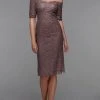 Formal Gowns Alyce Paris - Embroidered Sheath Cocktail Dress 27535 - 1 Pc Smoke In Size 12 Available