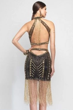 Alyce Paris Halter Neck Two-Piece Beaded Short Dress 2567