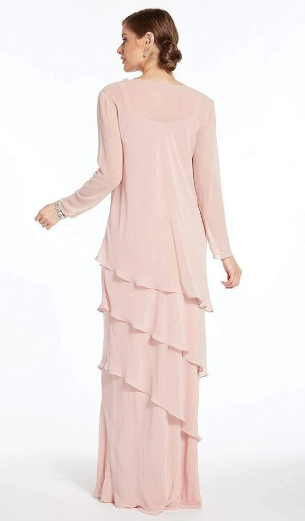 Formal Gowns Alyce Paris - Long Sleeve Cowl Neck Tiered Sheath Gown 27298 - 1 Pc Midnight Blue In Size 12 Available 5 Formal Gowns Alyce Paris - Long Sleeve Cowl Neck Tiered Sheath Gown 27298 - 1 Pc Midnight Blue In Size 12 Available