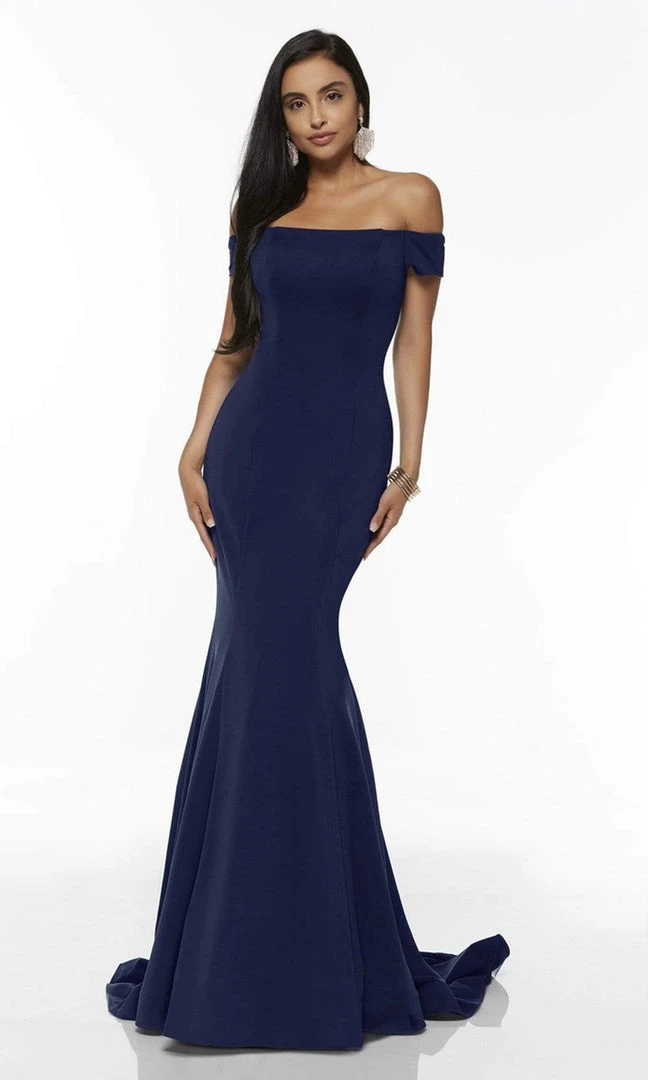 Alyce Paris - Off Shoulder Jersey Mermaid Evening Gown 60294 - 2 Pcs Navy In Size 4 And 10 And 1 Pc Black In Size 8 Available Formal Gowns 5 Alyce Paris - Off Shoulder Jersey Mermaid Evening Gown 60294 - 2 Pcs Navy In Size 4 And 10 And 1 Pc Black In Size 8 Available Formal Gowns
