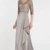 Alyce Paris - Quarter Sleeve Lace Formal Dress 27260 - 1 Pc Charcoal In Size 10 Available