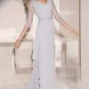Alyce Paris - Quarter Sleeve Ruffle Draped Gown 29681 Formal Gowns 2 Alyce Paris - Quarter Sleeve Ruffle Draped Gown 29681 Formal Gowns