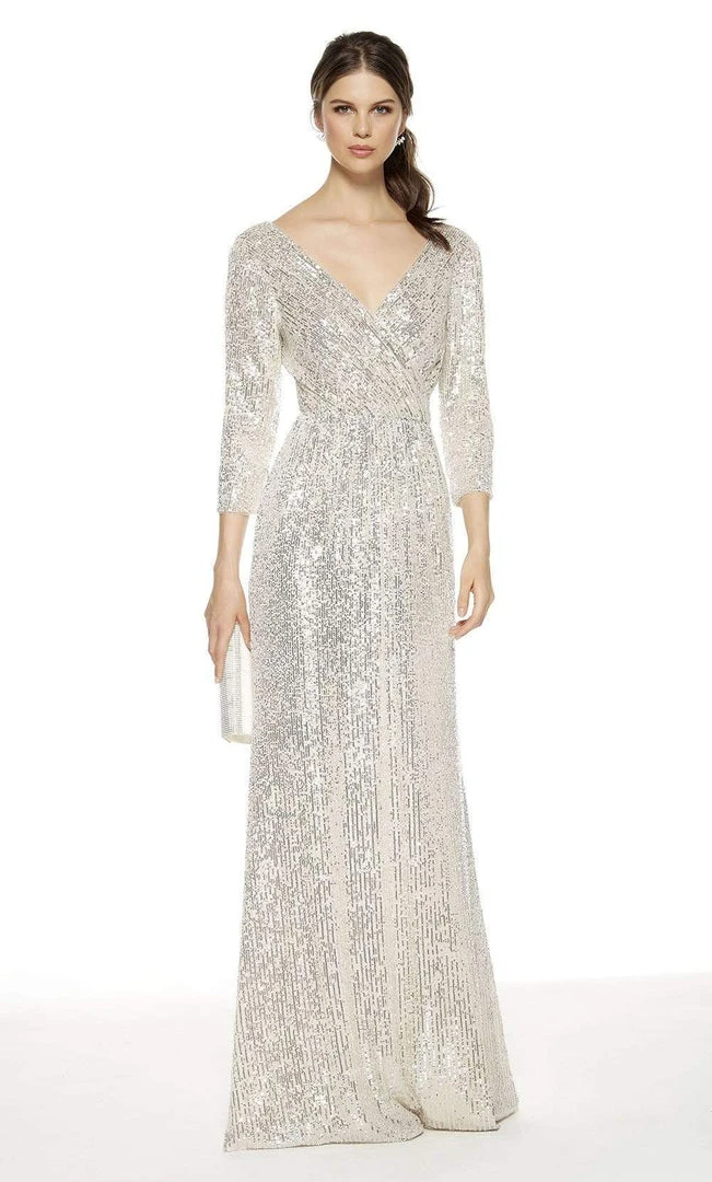 Alyce Paris - Quarter Sleeve Sequined Long Dress 27358 - 1 Pc Wine In Size 14 Available 4 Alyce Paris - Quarter Sleeve Sequined Long Dress 27358 - 1 Pc Wine In Size 14 Available