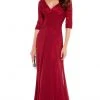 Alyce Paris Quarter Sleeves Lace Chiffon A-line Gown 27234 - 1 Pc Wine In Size 12 Available Formal Gowns