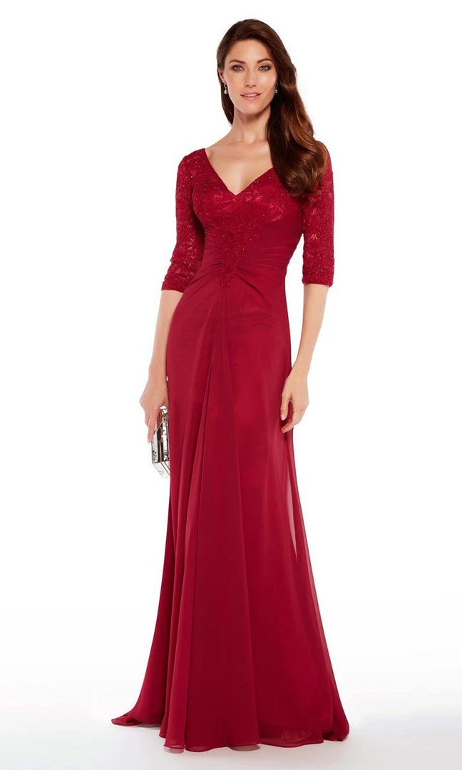 Alyce Paris Quarter Sleeves Lace Chiffon A-line Gown 27234 - 1 Pc Wine In Size 12 Available Formal Gowns 3 Alyce Paris Quarter Sleeves Lace Chiffon A-line Gown 27234 - 1 Pc Wine In Size 12 Available Formal Gowns