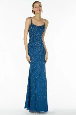 Alyce Paris - Spaghetti Strap Mother Of The Bride Dress With Shawl 29088 - 2 Pcs Blue Coral In Sizes 8 And 10 Available