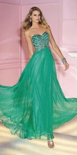 Alyce Paris - Strapless A-line Chiffon Gown 6193 - 1 Pc Electric Green In Size 0 Available Formal Gowns