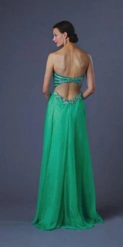 Alyce Paris - Strapless A-line Chiffon Gown 6193 - 1 Pc Electric Green In Size 0 Available Formal Gowns