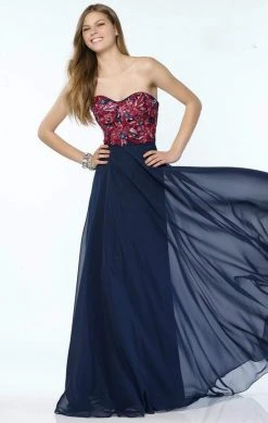 Formal Gowns Alyce Paris - Strapless Sweetheart Beaded Embroidered Gown - 1 Pc Navy Multi In Size 4 Available