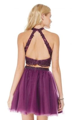 Alyce Paris Two Piece Lace High Halter Cocktail Dress 3803