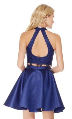 Alyce Paris Two-Piece Lace Overlaid Mikado Dress 3800