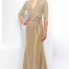 Alyce Paris - V Neckline Lace Top Shantung Sheath Evening Gown 29143 Formal Gowns