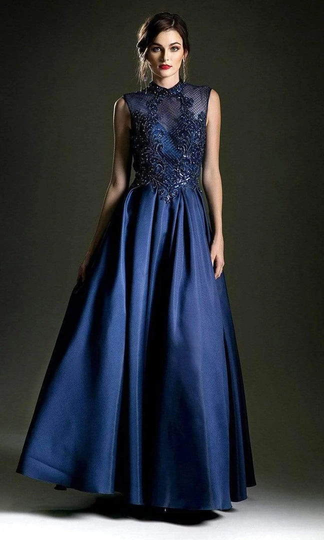 Andrea And Leo - 5175 Embroidered High Neck Mikado Ballgown 3 Andrea And Leo - 5175 Embroidered High Neck Mikado Ballgown