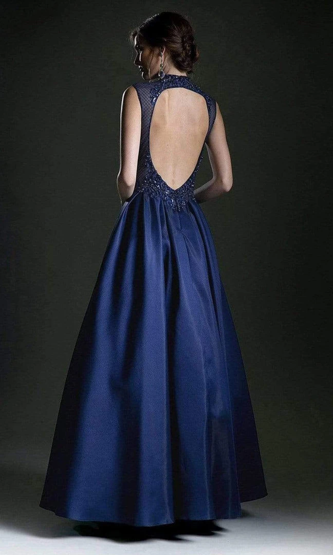 Andrea And Leo - 5175 Embroidered High Neck Mikado Ballgown 4 Andrea And Leo - 5175 Embroidered High Neck Mikado Ballgown